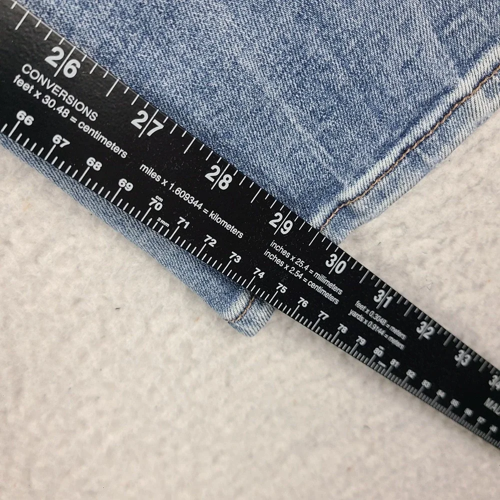 Hudson Jeans Womens 32x30 Blue Nico SLR Straight Leg Distress Light Wash Denim